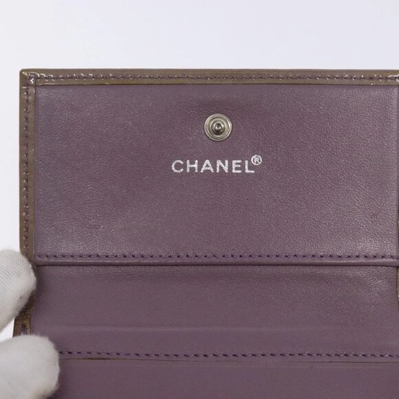 CHANEL Bifold Wallet Enamel Purple Silver CC Auth - Picture 14 of 16